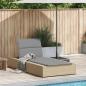 Preview: Sonnenliege mit schwebender Auflage Beige Poly Rattan