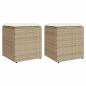 Preview: ARDEBO.de - Gartenhocker mit Kissen 2 Stk. Beige 40x40x43 cm Poly Rattan