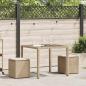 Preview: Gartenhocker mit Kissen 2 Stk. Beige 40x40x43 cm Poly Rattan
