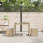 Preview: Gartenhocker mit Kissen 2 Stk. Beige 40x40x43 cm Poly Rattan