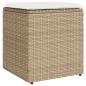 Preview: Gartenhocker mit Kissen 2 Stk. Beige 40x40x43 cm Poly Rattan