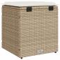 Preview: Gartenhocker mit Kissen 2 Stk. Beige 40x40x43 cm Poly Rattan