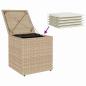Preview: Gartenhocker mit Kissen 2 Stk. Beige 40x40x43 cm Poly Rattan
