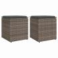 Preview: ARDEBO.de - Gartenhocker mit Kissen 2 Stk. Grau 40x40x43 cm Poly Rattan
