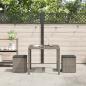 Preview: Gartenhocker mit Kissen 2 Stk. Grau 40x40x43 cm Poly Rattan