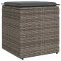 Preview: Gartenhocker mit Kissen 2 Stk. Grau 40x40x43 cm Poly Rattan