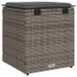 Preview: Gartenhocker mit Kissen 2 Stk. Grau 40x40x43 cm Poly Rattan