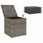 Preview: Gartenhocker mit Kissen 2 Stk. Grau 40x40x43 cm Poly Rattan