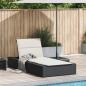 Preview: Sonnenliege mit schwebender Auflage Schwarz Poly Rattan