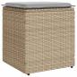 Preview: Gartenhocker mit Kissen 2 Stk. Beige 40x40x43 cm Poly Rattan