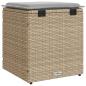 Preview: Gartenhocker mit Kissen 2 Stk. Beige 40x40x43 cm Poly Rattan