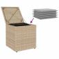 Preview: Gartenhocker mit Kissen 2 Stk. Beige 40x40x43 cm Poly Rattan