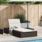 Preview: Sonnenliege mit schwebender Auflage Braun Poly Rattan