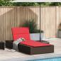 Preview: Sonnenliege mit schwebender Auflage Braun Poly Rattan