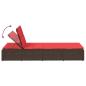 Preview: Sonnenliege mit schwebender Auflage Braun Poly Rattan