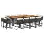 Preview: 13-tlg. Garten-Essgruppe mit Kissen Schwarz Poly Rattan