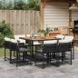 Preview: ARDEBO.de - 9-tlg. Garten-Essgruppe mit Kissen Schwarz Poly Rattan