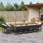 Preview: ARDEBO.de - 15-tlg. Garten-Essgruppe mit Kissen Schwarz Poly Rattan