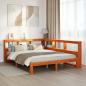 Preview: ARDEBO.de - Massivholzbett mit Regal ohne Matratze Wachsbraun 140x190 cm