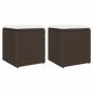 Preview: ARDEBO.de - Gartenhocker mit Kissen 2 Stk. Braun 40x40x43 cm Poly Rattan