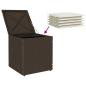 Preview: Gartenhocker mit Kissen 2 Stk. Braun 40x40x43 cm Poly Rattan