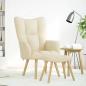 Preview: Relaxsessel mit Hocker Creme Stoff