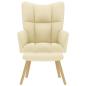 Preview: Relaxsessel mit Hocker Creme Stoff