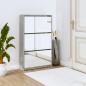 Preview: ARDEBO.de - Schuhschrank mit Spiegel 3 Fächer Grau Sonoma 63x17x102,5 cm