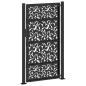 Preview: Gartentor Schwarz 105x180 cm Stahl Blatt-Design