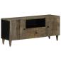 Preview: ARDEBO.de - TV-Schrank Hellgrau 105x33,5x46 cm Massivholz Mango