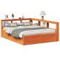 Preview: ARDEBO.de - Massivholzbett mit Regal ohne Matratze Wachsbraun 160x200 cm
