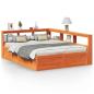 Preview: Massivholzbett mit Regal ohne Matratze Wachsbraun 160x200 cm