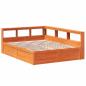 Preview: Massivholzbett mit Regal ohne Matratze Wachsbraun 160x200 cm