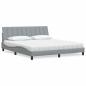 Preview: ARDEBO.de - Bett mit Matratze Hellgrau 180x200 cm Stoff