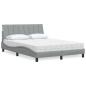 Preview: ARDEBO.de - Bett mit Matratze Hellgrau 140x190 cm Stoff