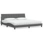 Preview: ARDEBO.de - Bett mit Matratze Dunkelgrau 200x200 cm Stoff