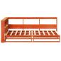 Preview: Massivholzbett mit Regal ohne Matratze Wachsbraun 75x190 cm