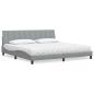Preview: ARDEBO.de - Bett mit Matratze Hellgrau 200x200 cm Stoff