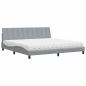Preview: Bett mit Matratze Hellgrau 200x200 cm Stoff
