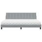 Preview: Bett mit Matratze Hellgrau 200x200 cm Stoff