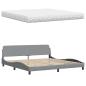 Preview: Bett mit Matratze Hellgrau 200x200 cm Stoff