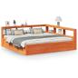 Preview: Massivholzbett mit Regal ohne Matratze Wachsbraun 200x200 cm