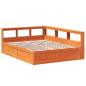 Preview: Massivholzbett mit Regal ohne Matratze Wachsbraun 150x200 cm