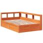 Preview: Massivholzbett mit Regal ohne Matratze Wachsbraun 120x200 cm