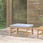 Preview: ARDEBO.de - Gartenhocker mit Hellgrauem Kissen Bambus