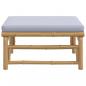 Preview: Gartenhocker mit Hellgrauem Kissen Bambus
