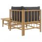 Preview: 2-tlg. Garten-Lounge-Set mit Dunkelgrauen Kissen Bambus