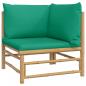 Preview: 2-tlg. Garten-Lounge-Set mit Grünen Kissen Bambus