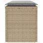 Preview: Gartenbank mit Kissen Beige 110x40x44 cm Poly Rattan