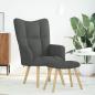 Preview: Relaxsessel mit Hocker Dunkelgrau Stoff